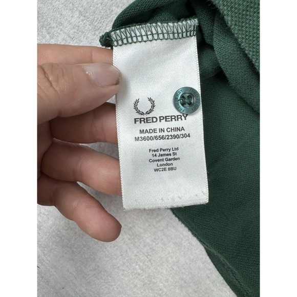 Fred‎ Perry Shirt Men Small Green Twin Tipped M1200 Short Sleeve Cotton Pique - Picture 5 of 11